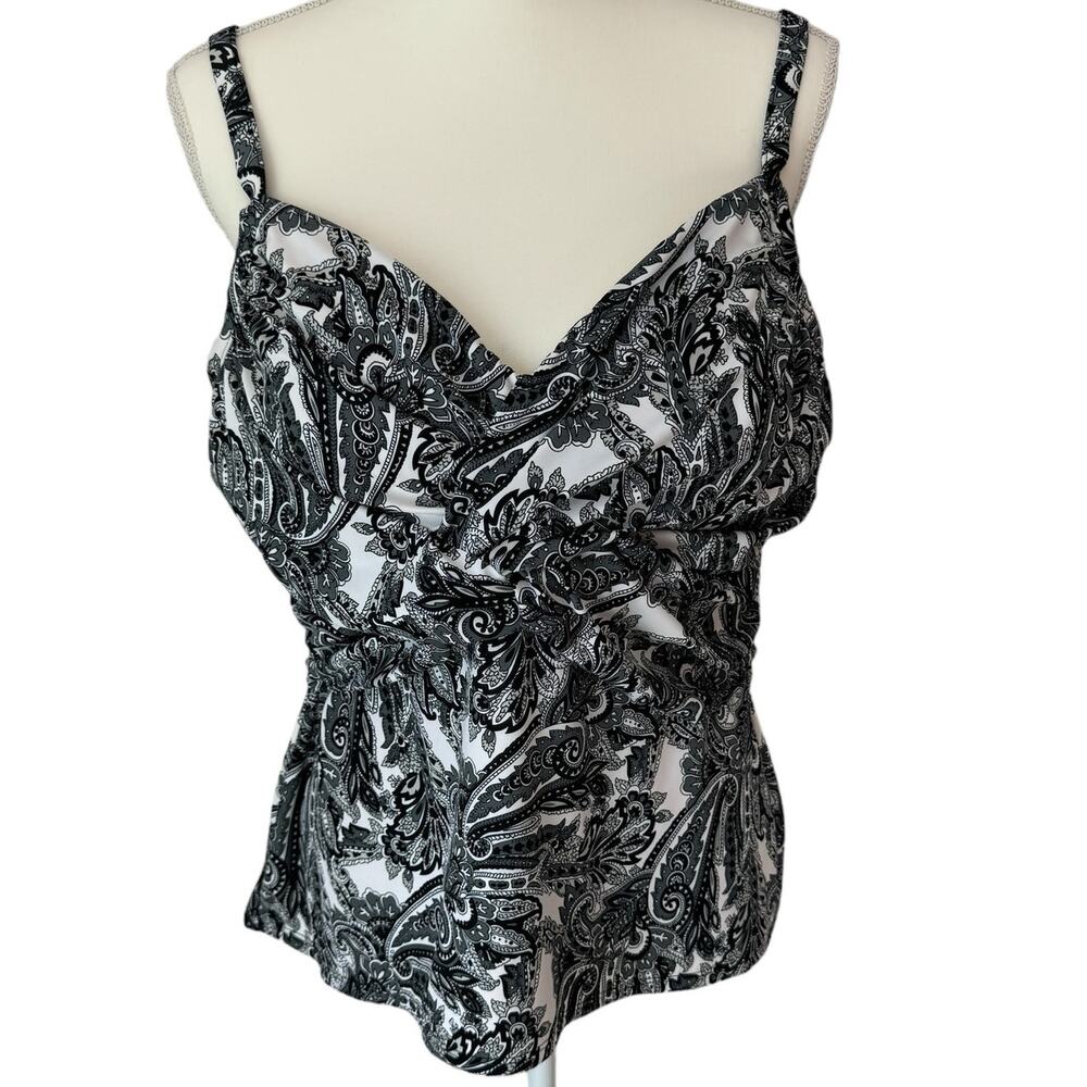 LANDS' END Swimsuit Top Womens 22W Paisley Print Tankini Underwire Modest